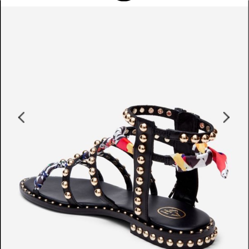 NEW Ash black Pareo leather and silk gladiator sandals 11M - Picture 4 of 10